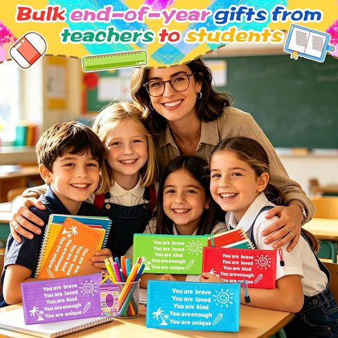 24 Sets 2026 End of Year Student Gifts from Teacher - Motivational Rainbow Pencils Pouches Bulk with Crayon Cards and Ribbons for Summer Gifts Supplies,Classroom Rewards,Party Favor in Saudi Arabia