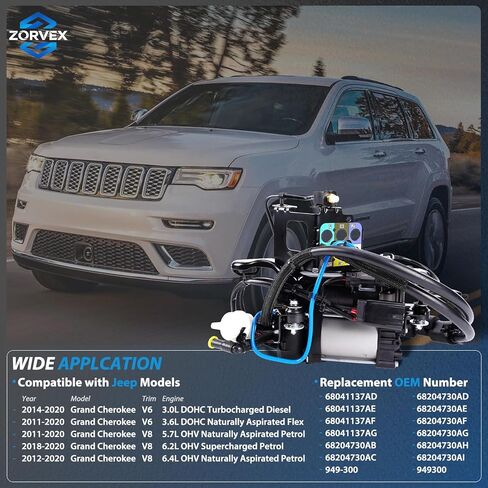 68041137AF Air Suspension Compressor Pump with Bracket Replacement for Jeep Grand Cherokee Dodge Ram Tesla Model S 68041137AE 68204730AB 68204730AE in Saudi Arabia