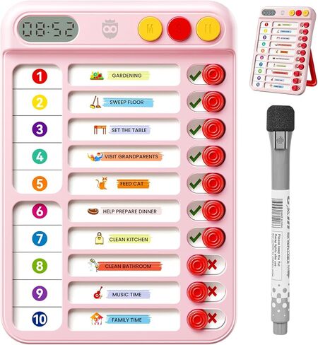 Magnetic Chore Chart for Kids with Timer, Visual Schedule for Kids, ADHD Tools to Do List, Checklist with 99-Min Countup/Countdown Chore Board with Sliders & Dry-Erase Sheets (Blue) in Saudi Arabia
