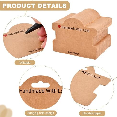 100 Set Bracelet Display Cards, Bracelet Packaging for Hanging Jewelry, Jewelry Display Cards with Clear Bags for Hair Ties, Bracelet, Necklace, Hair Scrunchies(Color:Brown) in Saudi Arabia