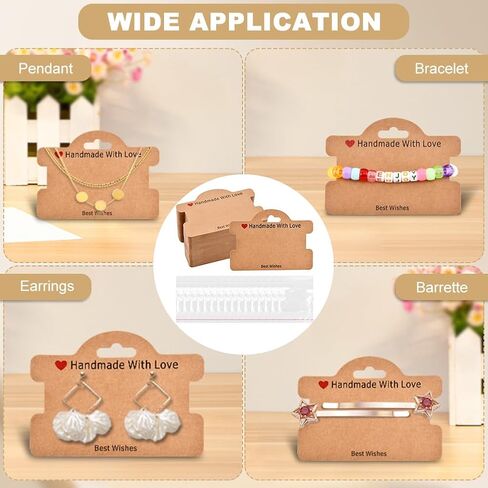 100 Set Bracelet Display Cards, Bracelet Packaging for Hanging Jewelry, Jewelry Display Cards with Clear Bags for Hair Ties, Bracelet, Necklace, Hair Scrunchies(Color:Brown) in Saudi Arabia
