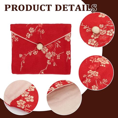 Chinese Silk Jewelry Pouch Set - 7 Pack Embroidered Brocade Bags (3" x 2.7") for Women & Teens, Gorgeous Mix Colors in Saudi Arabia