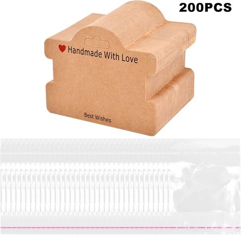 100 Set Bracelet Display Cards, Bracelet Packaging for Hanging Jewelry, Jewelry Display Cards with Clear Bags for Hair Ties, Bracelet, Necklace, Hair Scrunchies(Color:Brown) in Saudi Arabia