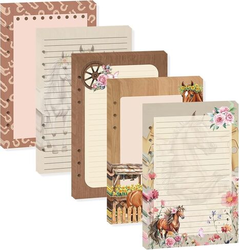 100 Sheets Horse A5 Refill Papers for 6 Ring Planner Binder, Equestrian Themed Notebook Journal Stationery Gift, 6 Hole Lined Filler 120GSM Thick Loose Leaf Paper for Horse Lovers Memo Office Supplies in Saudi Arabia
