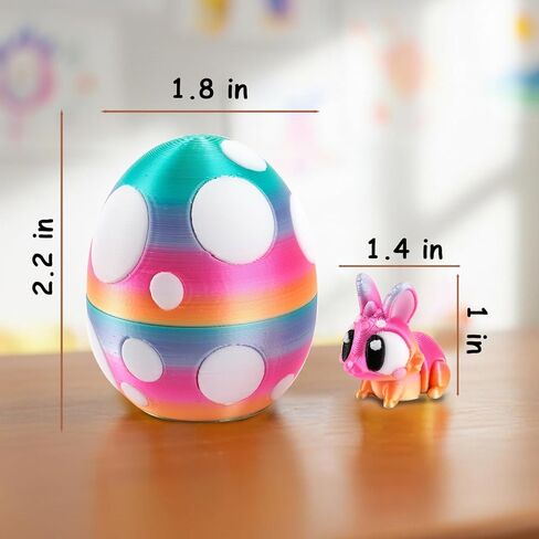 6PCS 3D Printed Easter Rabbits with Eggs, Poseable Bunny Fidget Toys,Easter Basket Essentials for Kids，Easter Basket Stuffers for Kids – Party Favors Ages 6–12 in Saudi Arabia