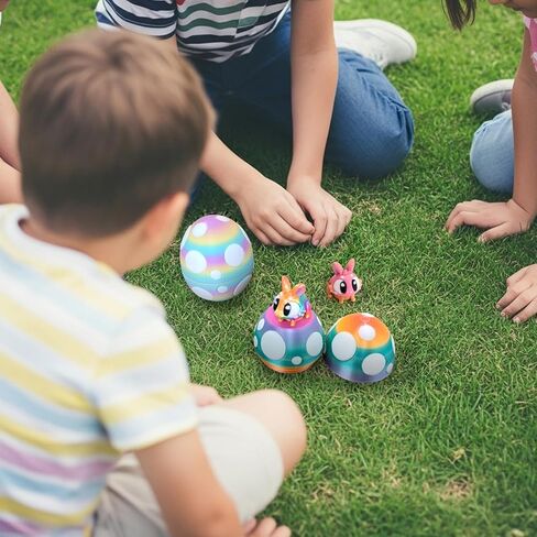 6PCS 3D Printed Easter Rabbits with Eggs, Poseable Bunny Fidget Toys,Easter Basket Essentials for Kids，Easter Basket Stuffers for Kids – Party Favors Ages 6–12 in Saudi Arabia
