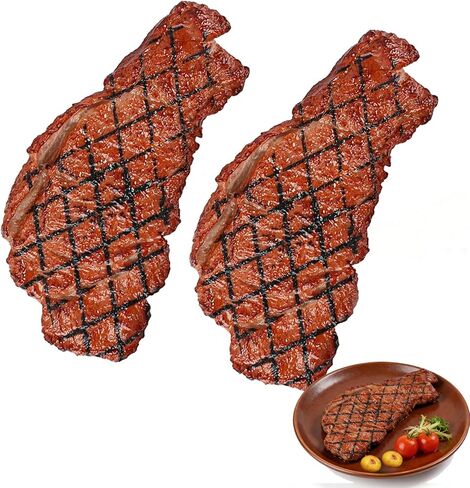 Artificial Lifelike Steak Fake Cooked Roast Beef Simulated Food Steak Meat Model Simulation Food for Market Display Photography Props Party Decoration(2pcs) in Saudi Arabia