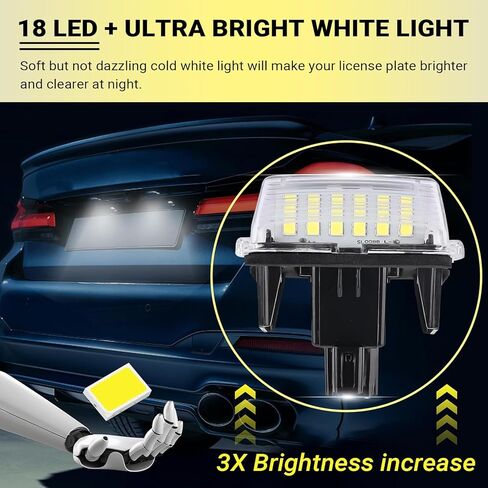 2 PCS Car LED License Plate Light, 12V 6500K Super Bright LED License Plate Lights, Plug and Play Exterior Lighting Decorative Lamps, Compatible with Camry YARIS EZ VIOS (White) in Saudi Arabia