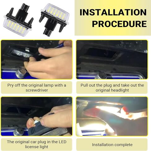 2 PCS Car LED License Plate Light, 12V 6500K Super Bright LED License Plate Lights, Plug and Play Exterior Lighting Decorative Lamps, Compatible with Camry YARIS EZ VIOS (White) in Saudi Arabia