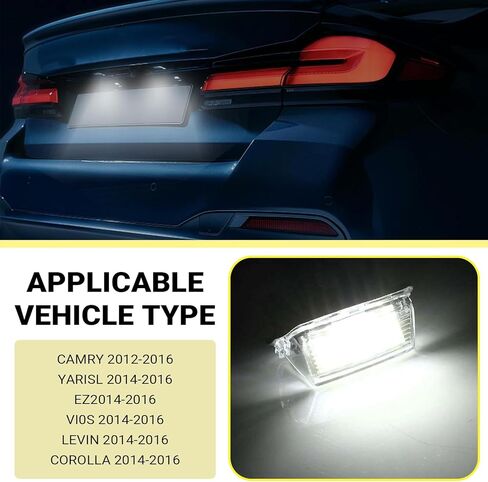 2 PCS Car LED License Plate Light, 12V 6500K Super Bright LED License Plate Lights, Plug and Play Exterior Lighting Decorative Lamps, Compatible with Camry YARIS EZ VIOS (White) in Saudi Arabia