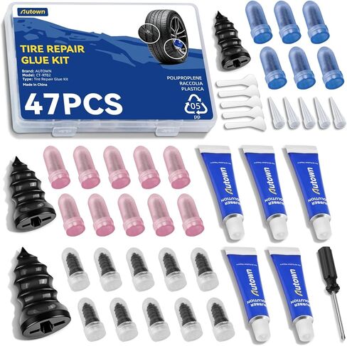 AUTOWN 21PCS Tire Repair Rubber Nail Kit - Complete Screw Plug Kit with Glue, Fast Fix for Flat Tires on Car, Truck, Motorcycle, SUV & More in Saudi Arabia
