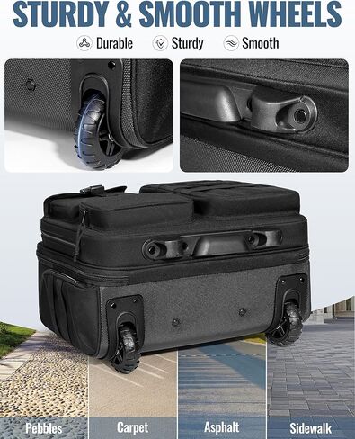 Rolling Tactical Messenger Bag, 17.3 Inch Briefcase with Wheels for Men, Wheeled Military Laptop Bag for Work Commute Flight, Black in Saudi Arabia