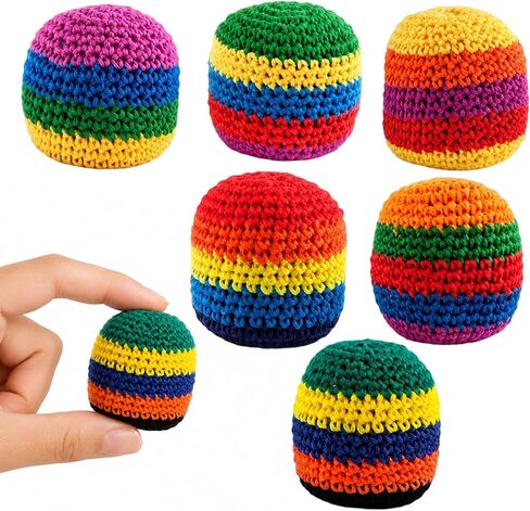 Footbag, 6 Pack Hand-Made Knitted Balls, Crochet Footbags for Coordination Skill Development, Outdoor Activity Entertainment, Stress Relief Game for Adults in Saudi Arabia