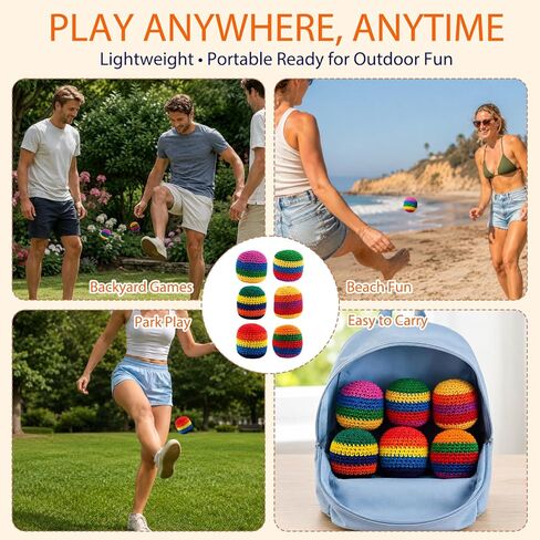 Footbag, 6 Pack Hand-Made Knitted Balls, Crochet Footbags for Coordination Skill Development, Outdoor Activity Entertainment, Stress Relief Game for Adults in Saudi Arabia