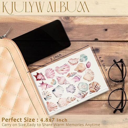 ألبوم قصاصات الشاطئ الصغير DIY مقاس 4.8 × 7 بوصة، صدف ساحلي جمالي قابل للتمدد من الأكورديون قابل للطي، هدايا كتاب ذكريات القصاصات لمحبي شاطئ المحيط in Kuwait