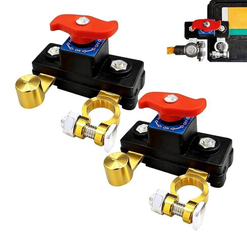 2Pcs Car Battery Cut Off Switch, Car Battery Power Cut Off Switch Breaker, Stable Transmission High Conductivity Pure Copper Disconnect Switch, Manual Rotary Battery Shut Off Switch for Power Control in Saudi Arabia