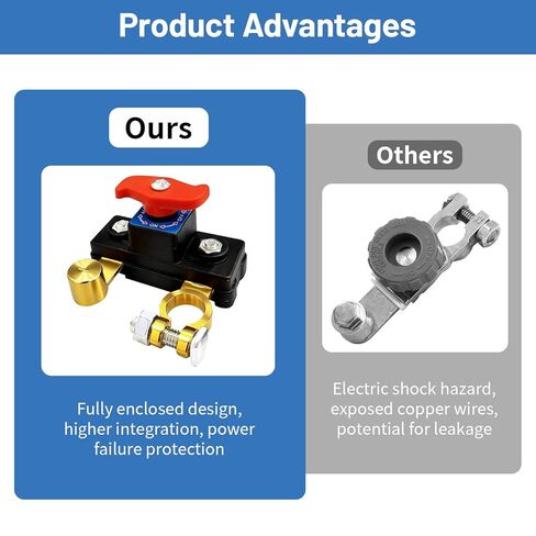 2Pcs Car Battery Cut Off Switch, Car Battery Power Cut Off Switch Breaker, Stable Transmission High Conductivity Pure Copper Disconnect Switch, Manual Rotary Battery Shut Off Switch for Power Control in Saudi Arabia