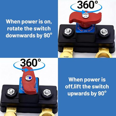 2Pcs Car Battery Cut Off Switch, Car Battery Power Cut Off Switch Breaker, Stable Transmission High Conductivity Pure Copper Disconnect Switch, Manual Rotary Battery Shut Off Switch for Power Control in Saudi Arabia
