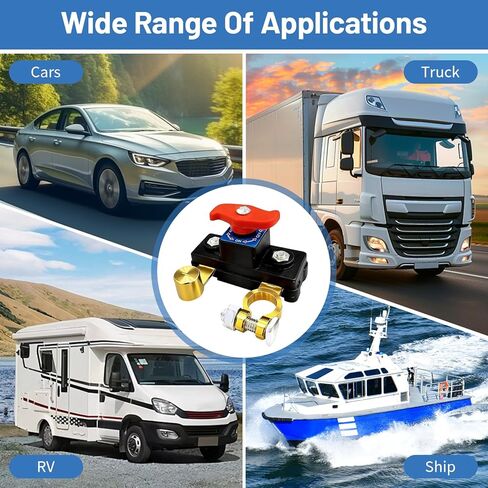 2Pcs Car Battery Cut Off Switch, Car Battery Power Cut Off Switch Breaker, Stable Transmission High Conductivity Pure Copper Disconnect Switch, Manual Rotary Battery Shut Off Switch for Power Control in Saudi Arabia