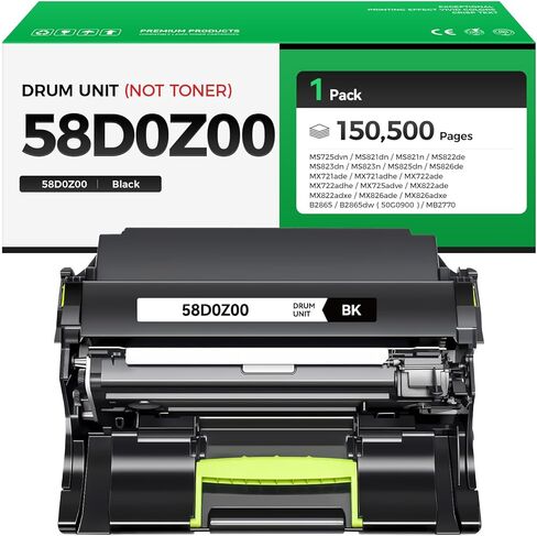 وحدة التصوير 58D0Z00 (وليس الحبر) بديلة لوحدة الطبل Lexmark 58D0Z00 المتوافقة مع طابعة الليزر Lexmark MS725 MS821 MS822 MS823 MS824 MS825 MS826 MX721 MX722 MX725 MX822 MX824 MX826 B2865dw in Kuwait