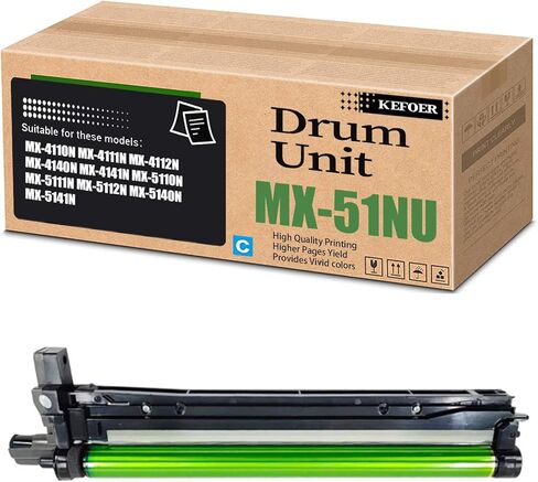 وحدة الطبل MX51NUSA متوافقة مع طابعة Sharp MX 4110N 4111N 4140N 4141N 5110N 5111N 5140N 5141N 200,000 صفحة (4 عبوات أسود + سماوي + أصفر + أرجواني) in Kuwait