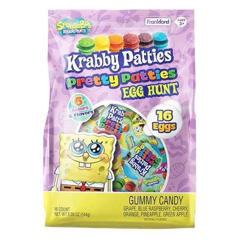 Frankford SpongeBob SquarePants Pre-filled Pretty Krabby Patty Plastic Egg Easter Basket Stuffers with Gummy Candy, 16 Count in Saudi Arabia