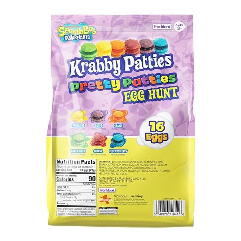 Frankford SpongeBob SquarePants Pre-filled Pretty Krabby Patty Plastic Egg Easter Basket Stuffers with Gummy Candy, 16 Count in Saudi Arabia