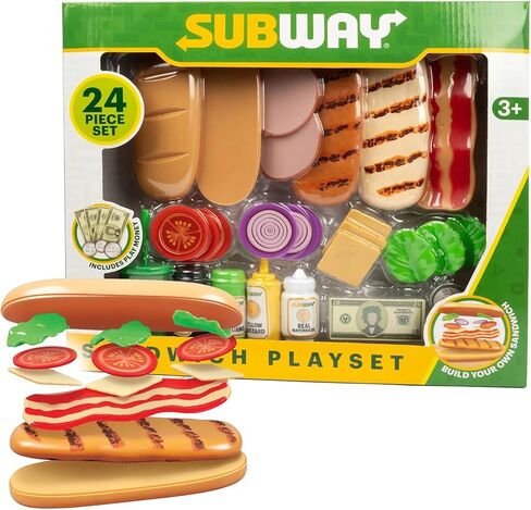 Subway Sandwich Playset - 24-Piece Pretend Play Food Set with Ingredients, Money, and Condiments - Play Food Toys for Kids 3+ in Saudi Arabia