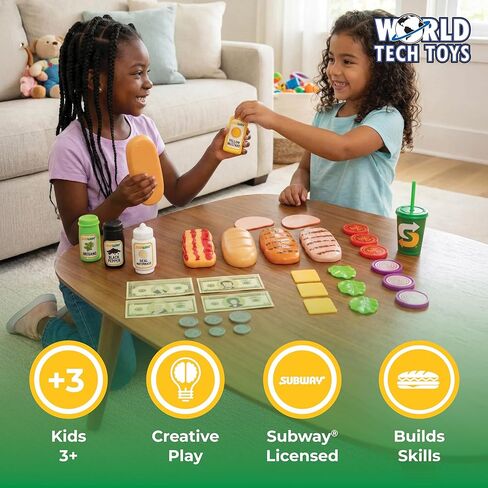 Subway Sandwich Playset - 24-Piece Pretend Play Food Set with Ingredients, Money, and Condiments - Play Food Toys for Kids 3+ in Saudi Arabia