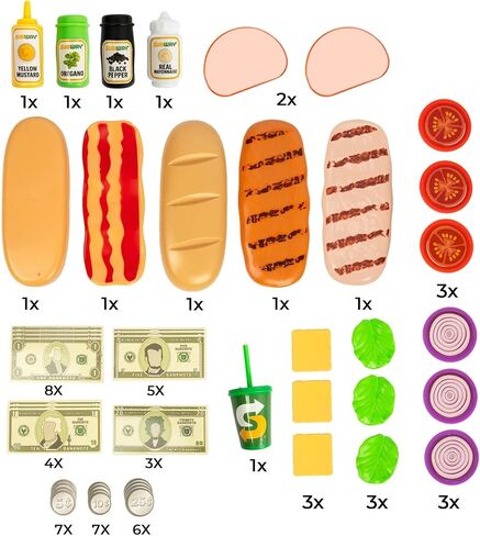 Subway Sandwich Playset - 24-Piece Pretend Play Food Set with Ingredients, Money, and Condiments - Play Food Toys for Kids 3+ in Saudi Arabia