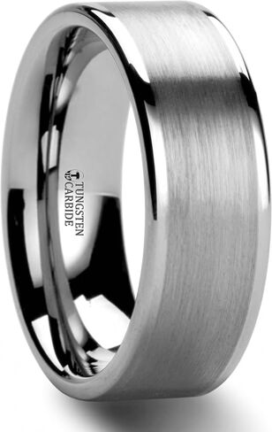 Thorsten AIRES | Tungsten Rings for Men | Tungsten | Comfort Fit | Flat Brush Finish Center Carbide Wedding Ring Band - 4mm - Size 3.5 in Saudi Arabia