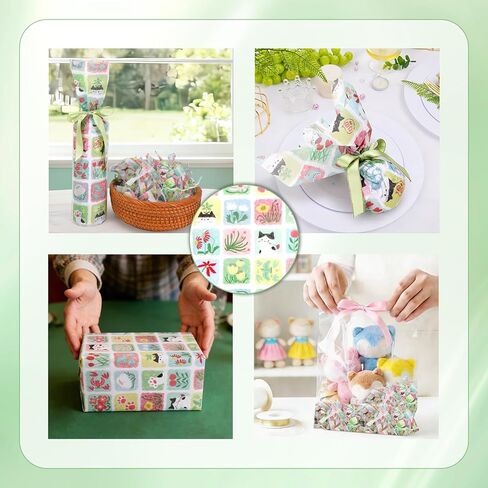 60 Sheet Green Cat Tissue Paper, 20x14in Green Cat Pattern Gift Wrapping Paper for Spring Easter Birthday Party Supplies in Kuwait