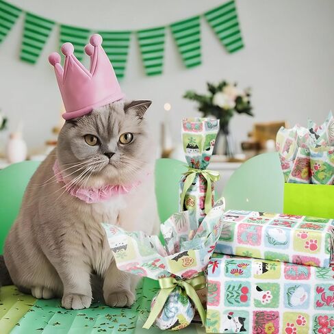 60 Sheet Green Cat Tissue Paper, 20x14in Green Cat Pattern Gift Wrapping Paper for Spring Easter Birthday Party Supplies in Kuwait