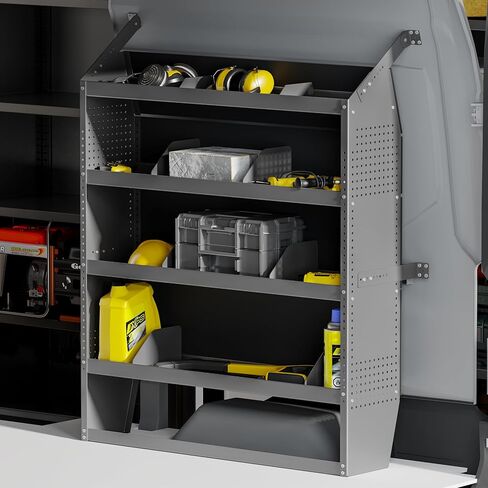 Yunphia 52" W × 60" H × 13" D Cargo Van Shelving Storage System Fit for Fits Ford Transit, NV, Promaster & Sprinter | 4 Adjustable Shelves with 8 Dividers | Includes 10 Hooks in Saudi Arabia