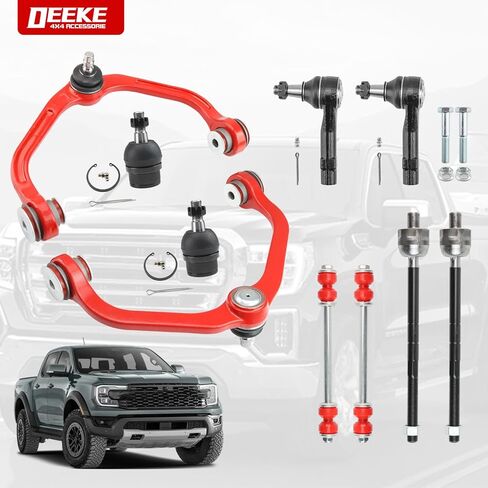 طقم تعليق 10 قطع للطرف الأمامي لسيارة Ford Ranger Mazda B2300 B2500 B3000 B4000، ذراع التحكم العلوي، مفاصل كروية سفلية، استبدال قضبان الربط (10 قطع) in Kuwait