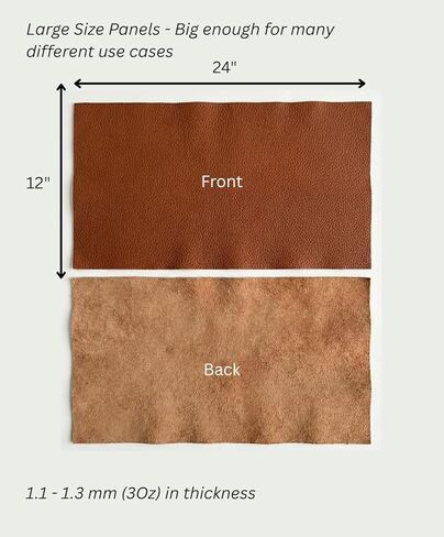 12'' x 24'' Genuine Full Grain Cowhide Leather Sheet — Soft Leather for Upholstery Repair, Handbags, Wallets, Sewing, Crafts, & DIY Projects — 1.1-1.3mm (3oz) Pre-Cut (Cognac Brown, 1 Piece) in Saudi Arabia