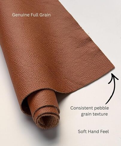 12'' x 24'' Genuine Full Grain Cowhide Leather Sheet — Soft Leather for Upholstery Repair, Handbags, Wallets, Sewing, Crafts, & DIY Projects — 1.1-1.3mm (3oz) Pre-Cut (Cognac Brown, 1 Piece) in Saudi Arabia