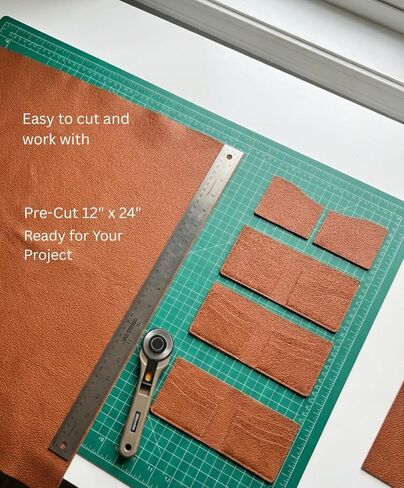 12'' x 24'' Genuine Full Grain Cowhide Leather Sheet — Soft Leather for Upholstery Repair, Handbags, Wallets, Sewing, Crafts, & DIY Projects — 1.1-1.3mm (3oz) Pre-Cut (Cognac Brown, 1 Piece) in Saudi Arabia
