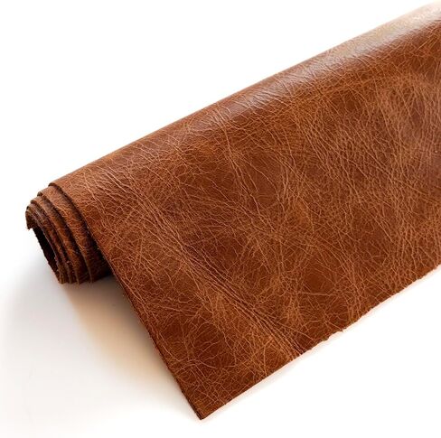 12'' x 24'' Genuine Full Grain Cowhide Leather Sheet — Soft Leather for Upholstery Repair, Handbags, Wallets, Sewing, Crafts, & DIY Projects — 1.1-1.3mm (3oz) Pre-Cut (Cognac Brown, 1 Piece) in Saudi Arabia