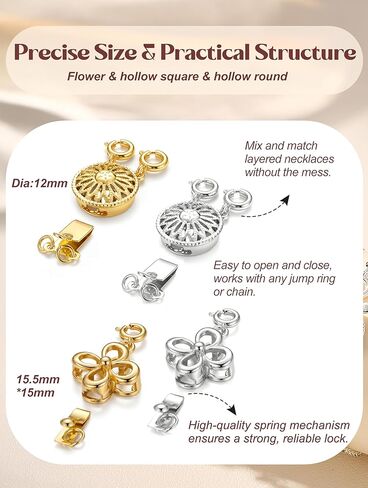 UBGICIG 4Pcs Necklace Layering Clasps and Closures, 16K Gold Plated Silver Multiple Bracelet Necklace Separator for Layered Stacks, Locking Detangler Converter Clasp Jewelry for Women Tangle-Free in Saudi Arabia