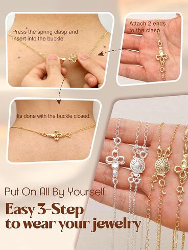 UBGICIG 4Pcs Necklace Layering Clasps and Closures, 16K Gold Plated Silver Multiple Bracelet Necklace Separator for Layered Stacks, Locking Detangler Converter Clasp Jewelry for Women Tangle-Free in Saudi Arabia