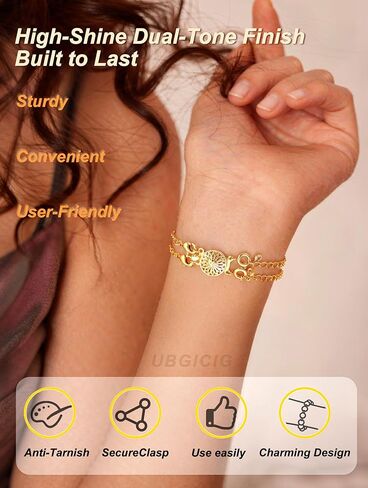 UBGICIG 4Pcs Necklace Layering Clasps and Closures, 16K Gold Plated Silver Multiple Bracelet Necklace Separator for Layered Stacks, Locking Detangler Converter Clasp Jewelry for Women Tangle-Free in Saudi Arabia
