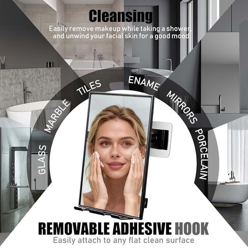 Shower Mirror for Shaving - with Squeegee, Razor Holder & Swivel, 360°Rotation Adjustable Shaving Mirror, Accessories, Bathroom Holds Razors in Saudi Arabia