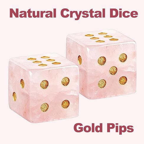 Crystal Mahjong Dice Set (2 Pcs) with Custom MAHJ Logo Dice Bag – PU Squeeze Mini Pouch for Pink Gemstone Dice, Chips & Tiles Storage – American Mahjong, Board Games, Casino Night, Gift for Players in Saudi Arabia
