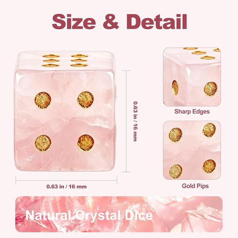 Crystal Mahjong Dice Set (2 Pcs) with Custom MAHJ Logo Dice Bag – PU Squeeze Mini Pouch for Pink Gemstone Dice, Chips & Tiles Storage – American Mahjong, Board Games, Casino Night, Gift for Players in Saudi Arabia