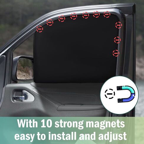 Magnetic Car Window Shades, 4-Pcs Sunshade Curtains with 10 Magnets per Shade, Universal Fit for Most Sedans & SUVs, Blackout Privacy & UV Protection for Baby and Kids in Saudi Arabia
