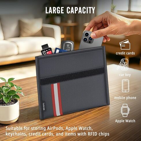 Faraday Bag for Phone & Car Keys, RFID Signal Blocking Pouch, Military-Grade Anti-Tracking Case, Fireproof Waterproof Shockproof Faraday Pouch for Smartphones, Credit Cards & Key Fobs in Saudi Arabia