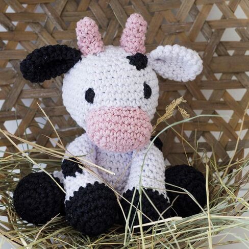 Hoooked Amigurumi DIY Kit Cow Kirby, Complete Crochet Kit with Yarn and Pattern, Beginner Friendly Craft Set for Handmade Plush Toy in Saudi Arabia