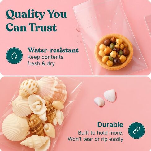 3" X 4" Self Sealing Cellophane Bags (1000 Pack) - Clear Cookie Bags With Seal for Baked Goods Packaging, Cookie Wrappers, Bakery Packaging, Bake Sale, Candy, Treats, Goodies, Gifts, Party Favors in Saudi Arabia