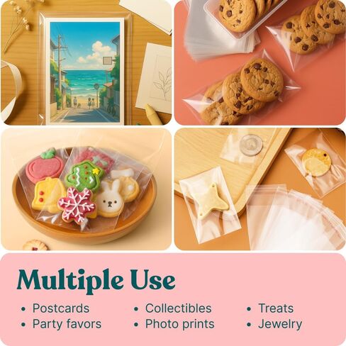 3" X 4" Self Sealing Cellophane Bags (1000 Pack) - Clear Cookie Bags With Seal for Baked Goods Packaging, Cookie Wrappers, Bakery Packaging, Bake Sale, Candy, Treats, Goodies, Gifts, Party Favors in Saudi Arabia